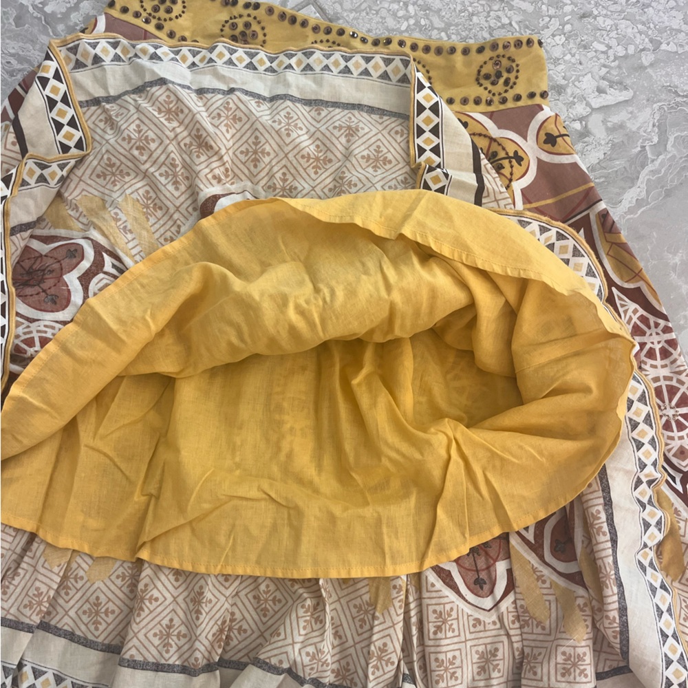 Anthropologie Beaded Bohemian Skirt in Brown and Yellow, size small - Picture 5 of 8